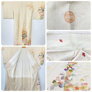 【着】17038c  着物　創作訪問着　金駒刺繍　菊・抽象柄　カラフル　お洒落柄