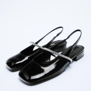 ザラ(ZARA)のZARA ザラ　シャイニー スリングバックシューズ  ZARA 38(サンダル)