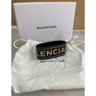 美品BALENCIAGA バレンシアガ レザー ゴールドブレスレット バングル