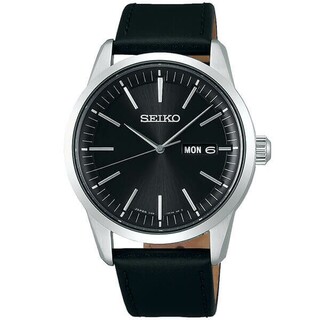 セイコー(SEIKO)のSEIKO セイコー ソーラー 太陽 レザー 牛革 ブラック 黒 メンズ 腕時計(腕時計(アナログ))