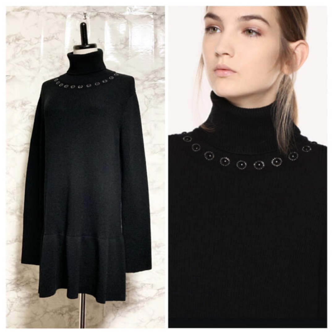 RED VALENTINO(レッドヴァレンティノ)の【極美品 18AW】RED VALENTINO ボール装飾Vウールフレアニット レディースのトップス(ニット/セーター)の商品写真