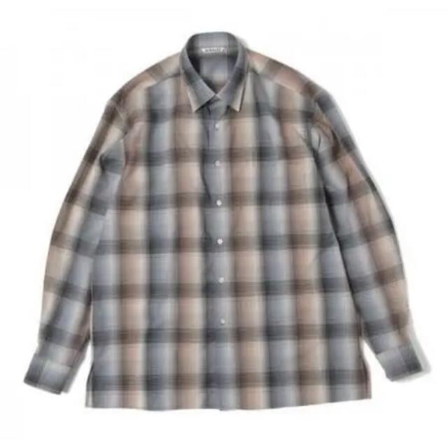 美品 20aw AURALEE Wool Check Shirt 4 ブルー