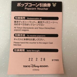 ディズニー(Disney)のディズニーランド、ディズニーシー内のポップコーン引き換え券(遊園地/テーマパーク)