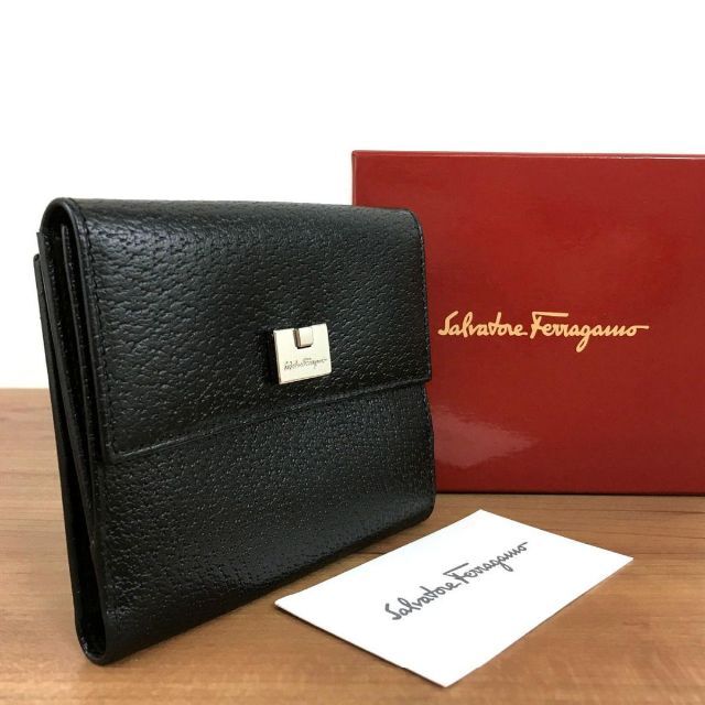 極美品 Salvatore Ferragamo Wホック財布 ブラック 98 - sertamattress