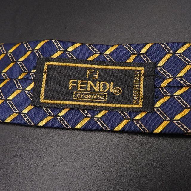 【正規品】フェンディ FENDI 最高級シルク100% ネクタイ  ネイビー系
