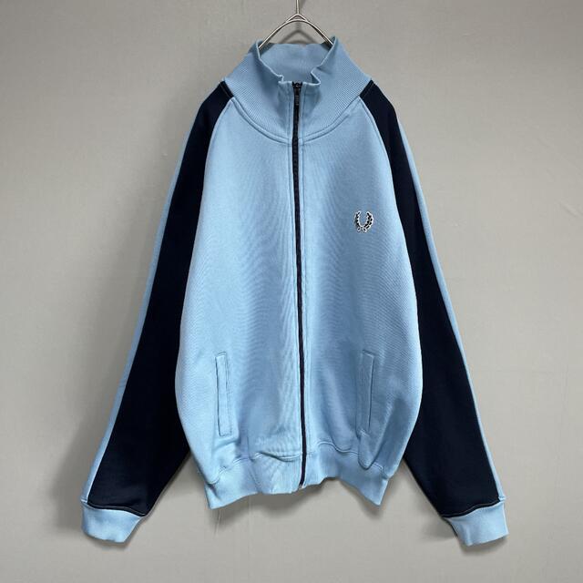 FRED PERRY(フレッドペリー)の超希少　80s　フレッドペリー　トラックジャケット　青タグ　刺繍ロゴ　ブルー　S メンズのトップス(ジャージ)の商品写真