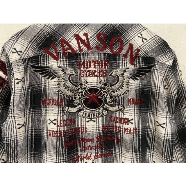 VANSON(バンソン)の＊バンソン チェック 総柄 クロスボーン 刺繍 羽 スター ネルシャツ M メンズのトップス(シャツ)の商品写真