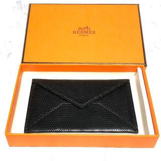 エルメス(Hermes)の箱付きエルメス カードケース 名刺入れ ミルファイユ リザード□D刻印 レザー(名刺入れ/定期入れ)