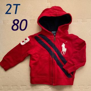 ポロラルフローレン(POLO RALPH LAUREN)のラルフローレン フルジップ フーディー 赤 パーカー　2T/80(トレーナー)