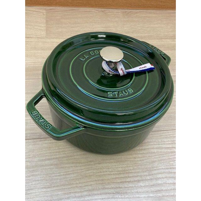 466】ストウブ STAUB ピコ ココット ラウンド22cmバジルグリーン