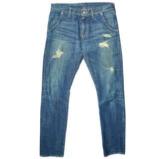 ユニフォームエクスペリメント(uniform experiment)のuniform experiment ユニフォームエクスペリメント 日本製 DAMAGED SLIM DENIM PANT ダメージ加工スリムデニムパンツ UE-123072 2 インディゴ ジーンズ クラッシュ セルビッチ 赤耳 ボトムス【中古】【uniform experiment】(デニム/ジーンズ)