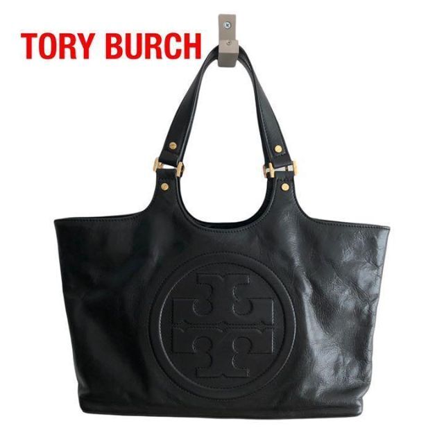 トリーバーチTory Burch　レザートートバッグ　ブラック黒　A4収納可