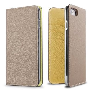 アイフォーン(iPhone)のボナベンチュラ　ダイアリーケース　iPhoneケース　グレージュ×イエロー　新品(iPhoneケース)