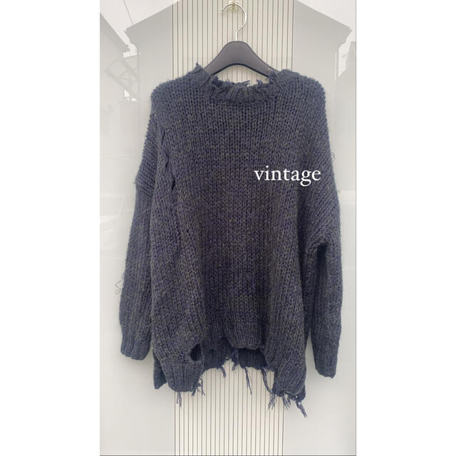 【USED】vintage クラッシュ　オーバー　ダメージ　ニット　セーター