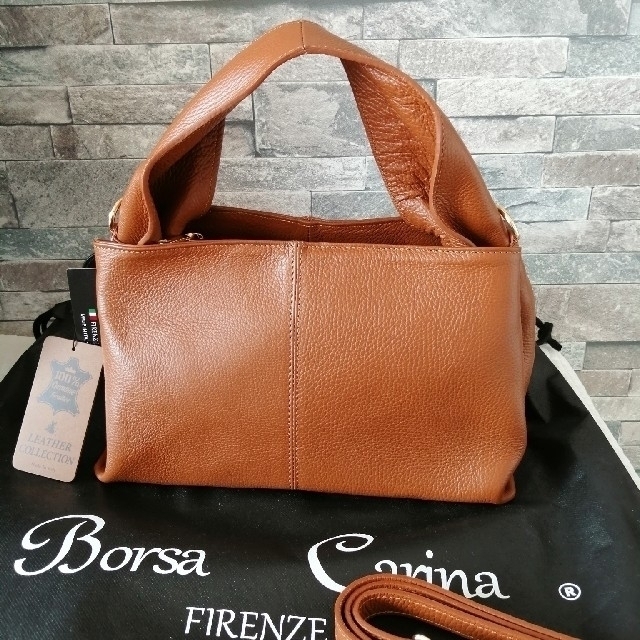 【極美品】Borsa Carina ハンドバッグ　2way モカピンク