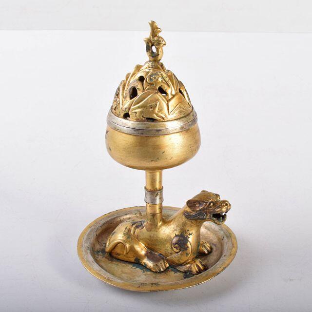 中国 古銅鍍金 神獣香炉 博山爐 D R4183 金属工芸 中国 古銅鍍金 神獣香炉 博山爐 D R4183 金属工芸