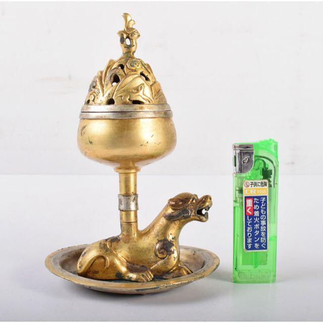 中国 古銅鍍金 神獣香炉 博山爐 D R4183 金属工芸 中国 古銅鍍金 神獣香炉 博山爐 D R4183 金属工芸