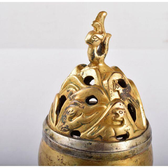 中国 古銅鍍金 神獣香炉 博山爐 D R4183 - 美術品/アンティーク