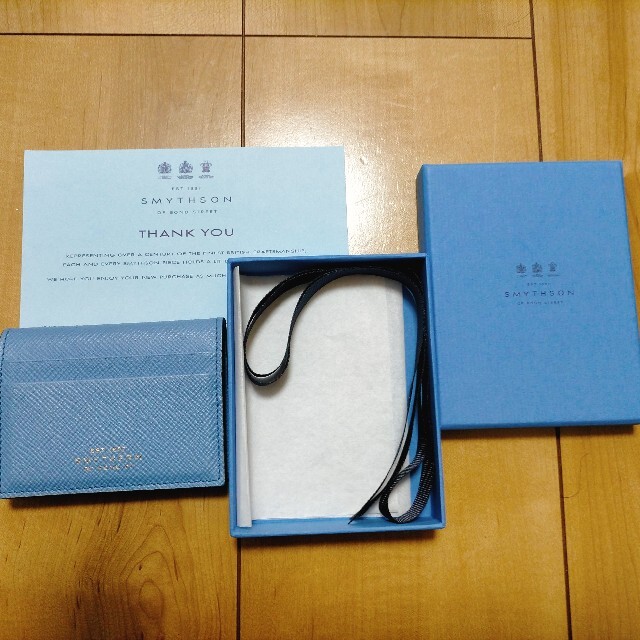 Smythson panama コインウォレットカードケース ナイルブルー