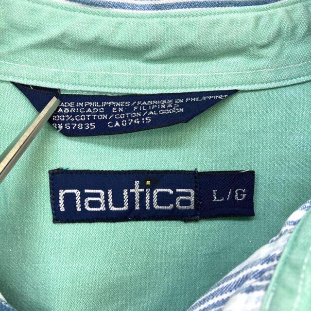 NAUTICA(ノーティカ)の希少 90s ノーティカ マルチストライプシャツ 刺繍ロゴ ビッグシルエット美品 メンズのトップス(シャツ)の商品写真
