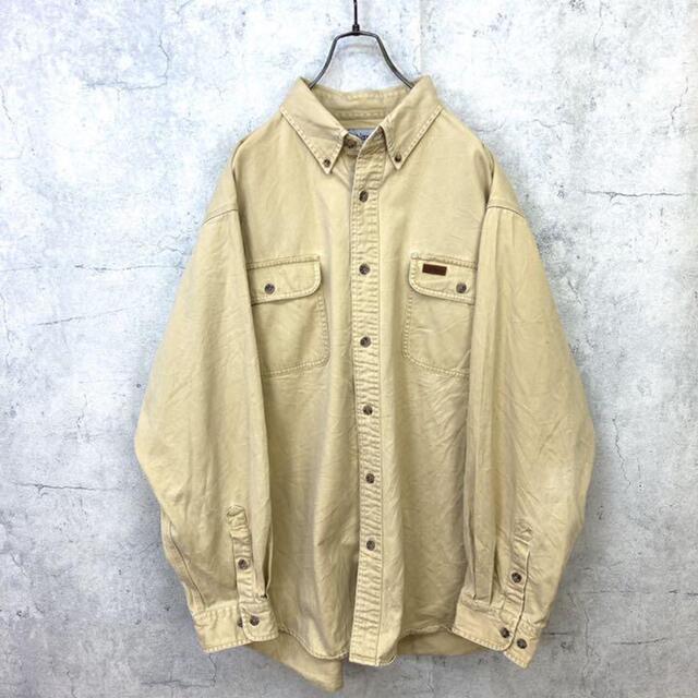 carhartt(カーハート)の希少 90s カーハート ワークシャツ レザーロゴ ビッグシルエット 美品 メンズのトップス(シャツ)の商品写真