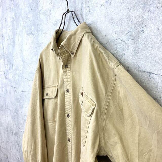 carhartt(カーハート)の希少 90s カーハート ワークシャツ レザーロゴ ビッグシルエット 美品 メンズのトップス(シャツ)の商品写真