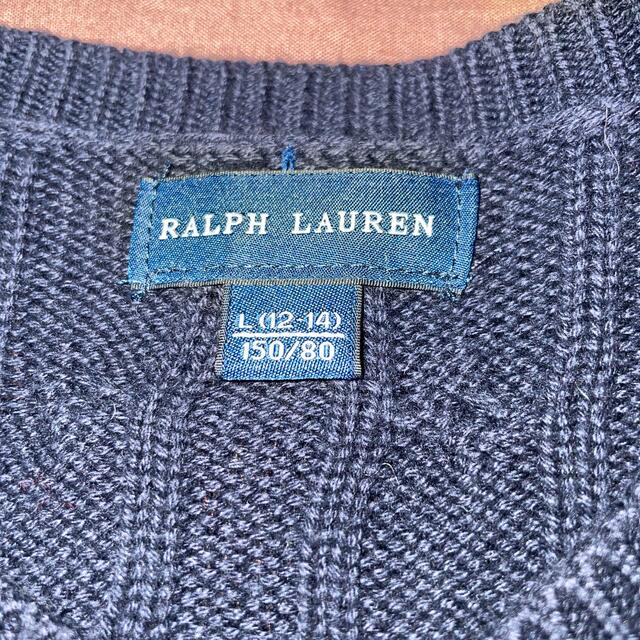 POLO RALPH LAUREN(ポロラルフローレン)のポロ ラルフローレン ワンポイント ワイヤー 編み ボタン カーディガン 150 キッズ/ベビー/マタニティのキッズ服女の子用(90cm~)(カーディガン)の商品写真