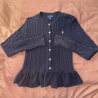 ポロラルフローレン(POLO RALPH LAUREN)のポロ ラルフローレン ワンポイント ワイヤー 編み ボタン カーディガン 150(カーディガン)