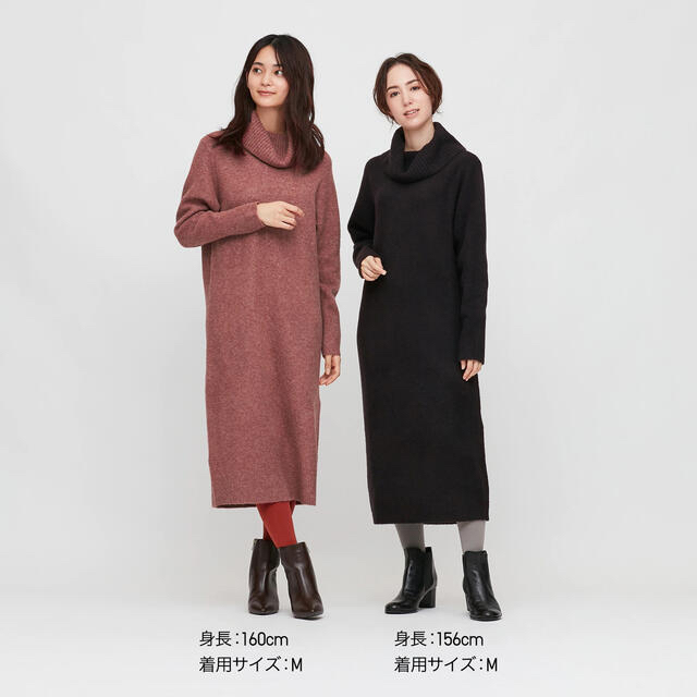 UNIQLO(ユニクロ)のスフレヤーンオフタートルネックワンピース レディースのワンピース(ひざ丈ワンピース)の商品写真