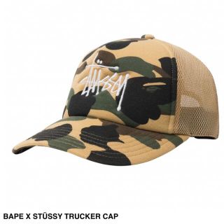 ステューシー(STUSSY)のA BATHING APE STÜSSY TRUCKER CAP イエロー(キャップ)