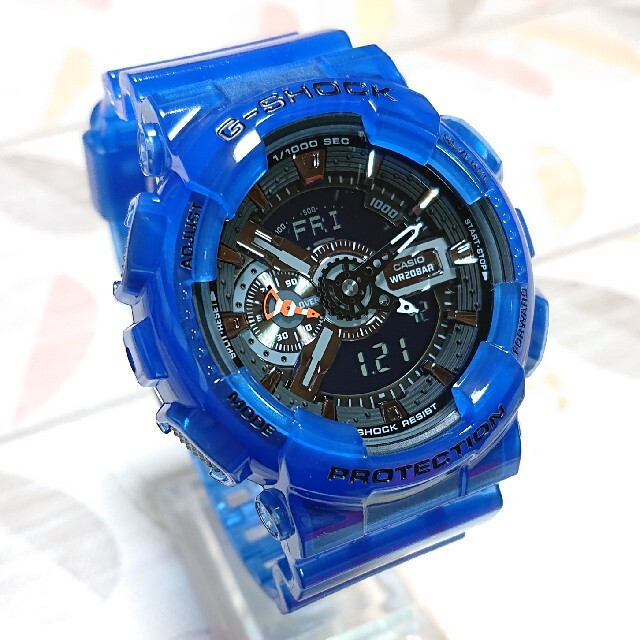 超美品【CASIO/G-SHOCK】ブルースケルトン アナデジ メンズ腕時計