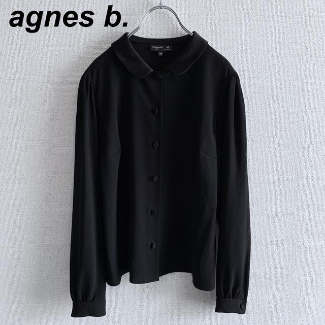 美品　agnes b. アニエスベー シャツ　丸襟シャツ　ブラック