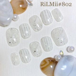 RiLMii#802ホワイト×ミラー／ニュアンスネイルチップ