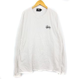 ステューシー(STUSSY)のステューシー Tシャツ カットソー 長袖 ロンT ロゴ プリント 白 S(Tシャツ/カットソー(七分/長袖))