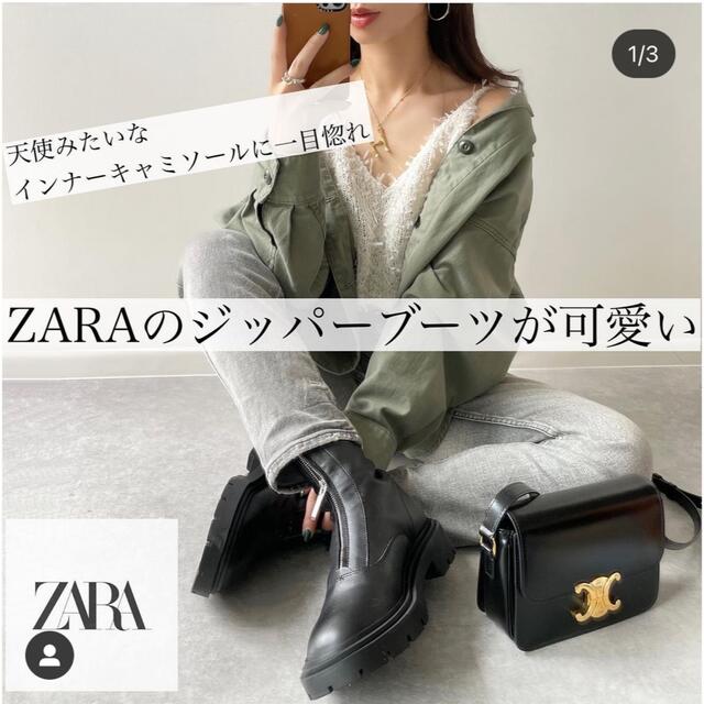 ZARA - 【完売/入手困難】ZARA ジッパー リアルレザー アンクルブーツ