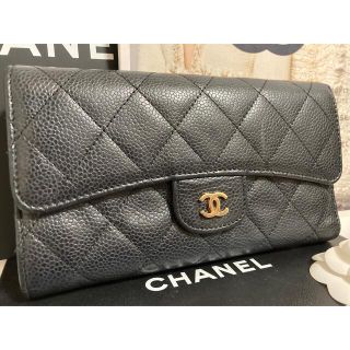 シャネル(CHANEL)のCHANEL マトラッセ キャビアスキン 長財布 ゴールド金具 (財布)