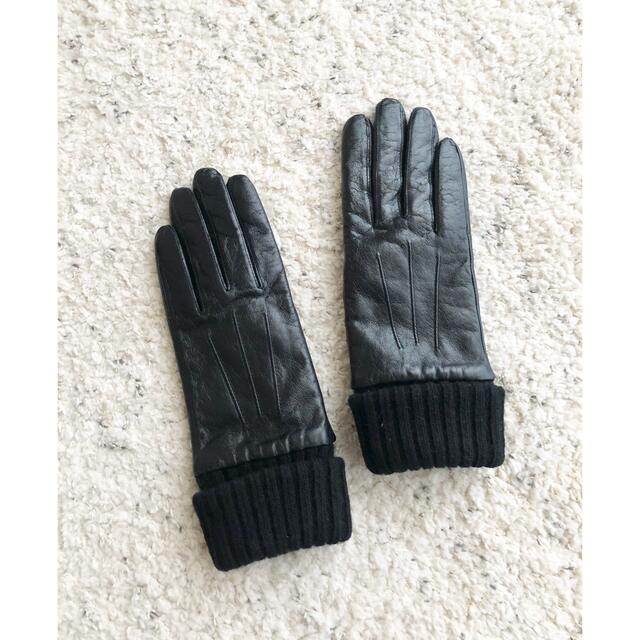 UNITED ARROWS タッチパネル グローブ ニット レザー コンビ 手袋 【超