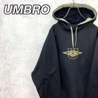 アンブロ(UMBRO)の希少 90s アンブロ パーカー 刺繍ロゴ 黒色 M 美品(パーカー)