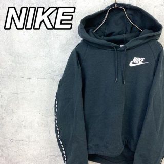 ナイキ(NIKE)の希少 90s ナイキ パーカー プリントロゴ 黒色 M(パーカー)