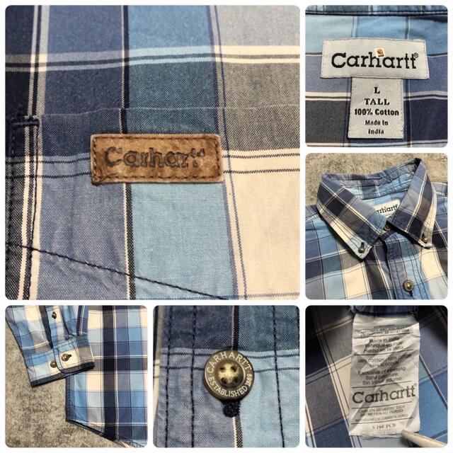 carhartt(カーハート)のカーハート☆レザーロゴ入りポケットチェックシャツ メンズのトップス(シャツ)の商品写真