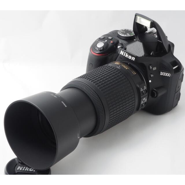 【美品】スマホへ転送も可能❤️高画質Nikon D3300望遠レンズ❤️フード付デジタル一眼