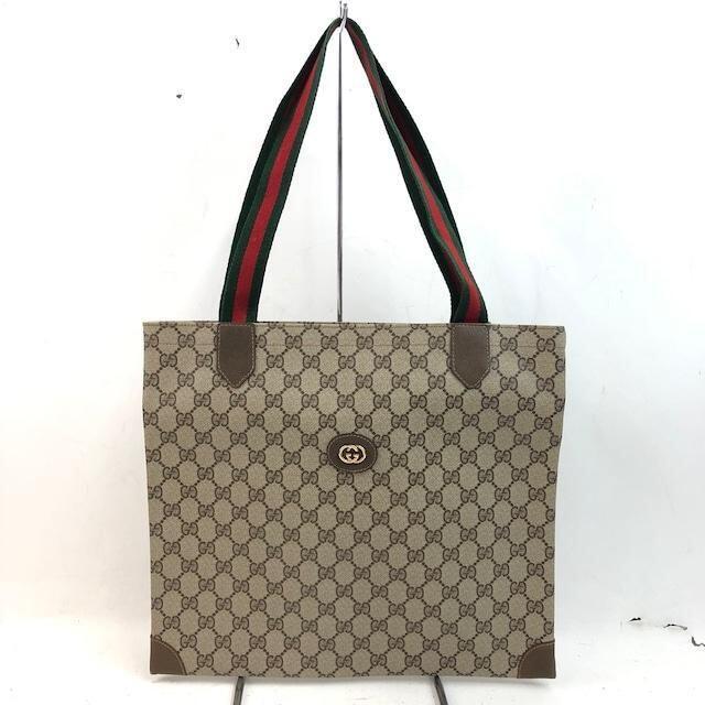 Gucci - GUCCI GGキャンパス シェリーライン トートバッグ レザー