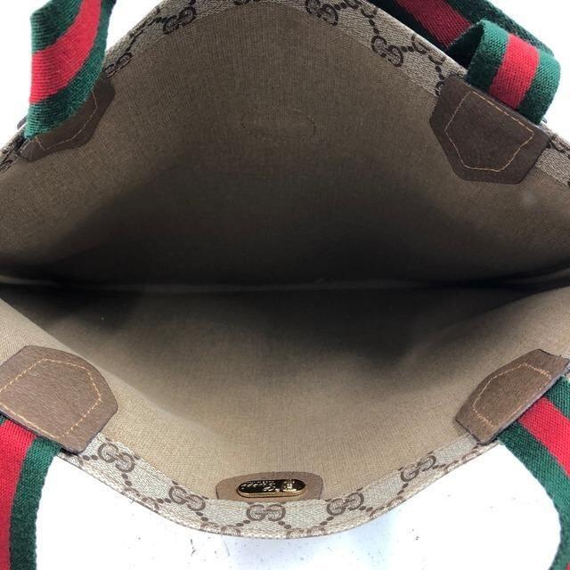 Gucci(グッチ)のGUCCI GGキャンパス シェリーライン トートバッグ レザー レディース レディースのバッグ(トートバッグ)の商品写真