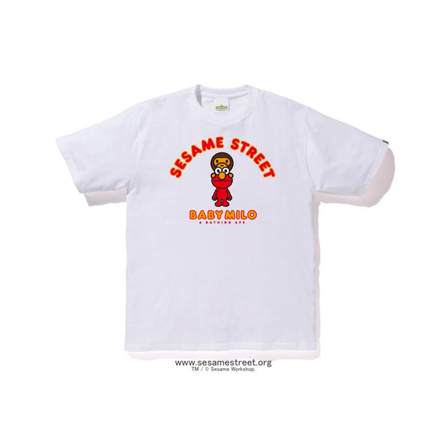 A BATHING APE(アベイシングエイプ)のBAPE X SESAME STREET MILO & ELMO 白L メンズのトップス(Tシャツ/カットソー(半袖/袖なし))の商品写真