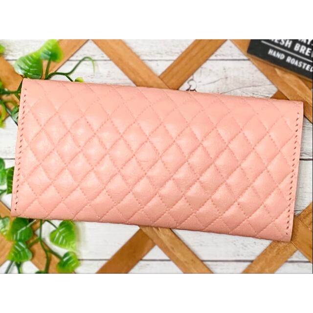 ❤️【桜色♪】高級感×シンプルデザインの大人オシャレ総本革長財布♪薄ピンクキルト ❤️【桜色♪】高級感×シンプルデザインの大人オシャレ総本革長財布♪薄ピンクキルト