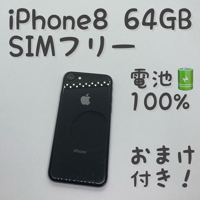 Apple iPhone8 64GB Space Gray SIMフリーおまけ付-