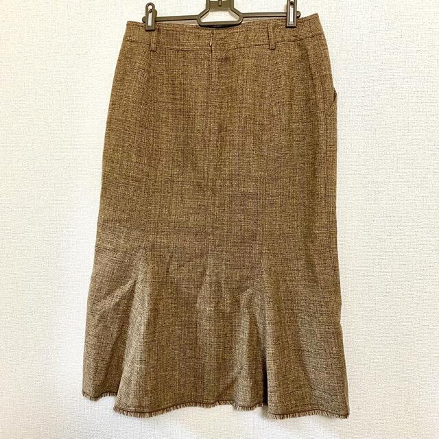 EVEXbyKRIZIA エヴァックス スカート 2XL ブラウン フリンジ レディースのスカート(ひざ丈スカート)の商品写真