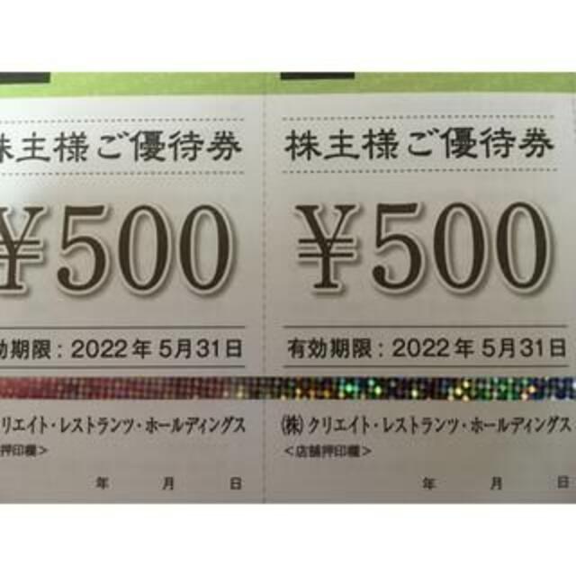 たなか専用 最新クリエイトレストランツ株主優待券２万円分（５百円券４０枚） 2022新商品 6000円引き