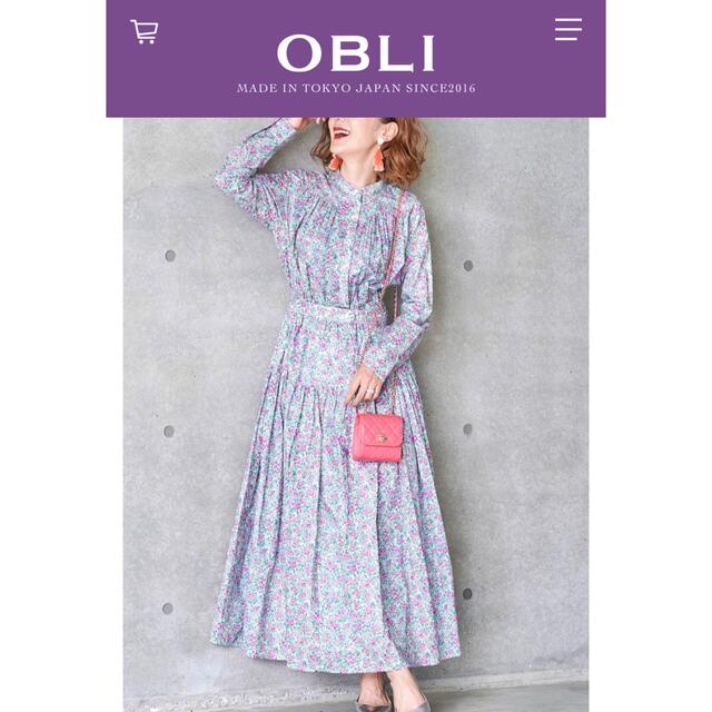 0定価OBLI フラワーベルトワンピース