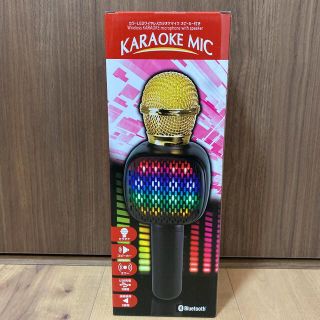 新品！　カラーLED ワイヤレスカラオケマイク　スピーカー付き　ブラック(マイク)